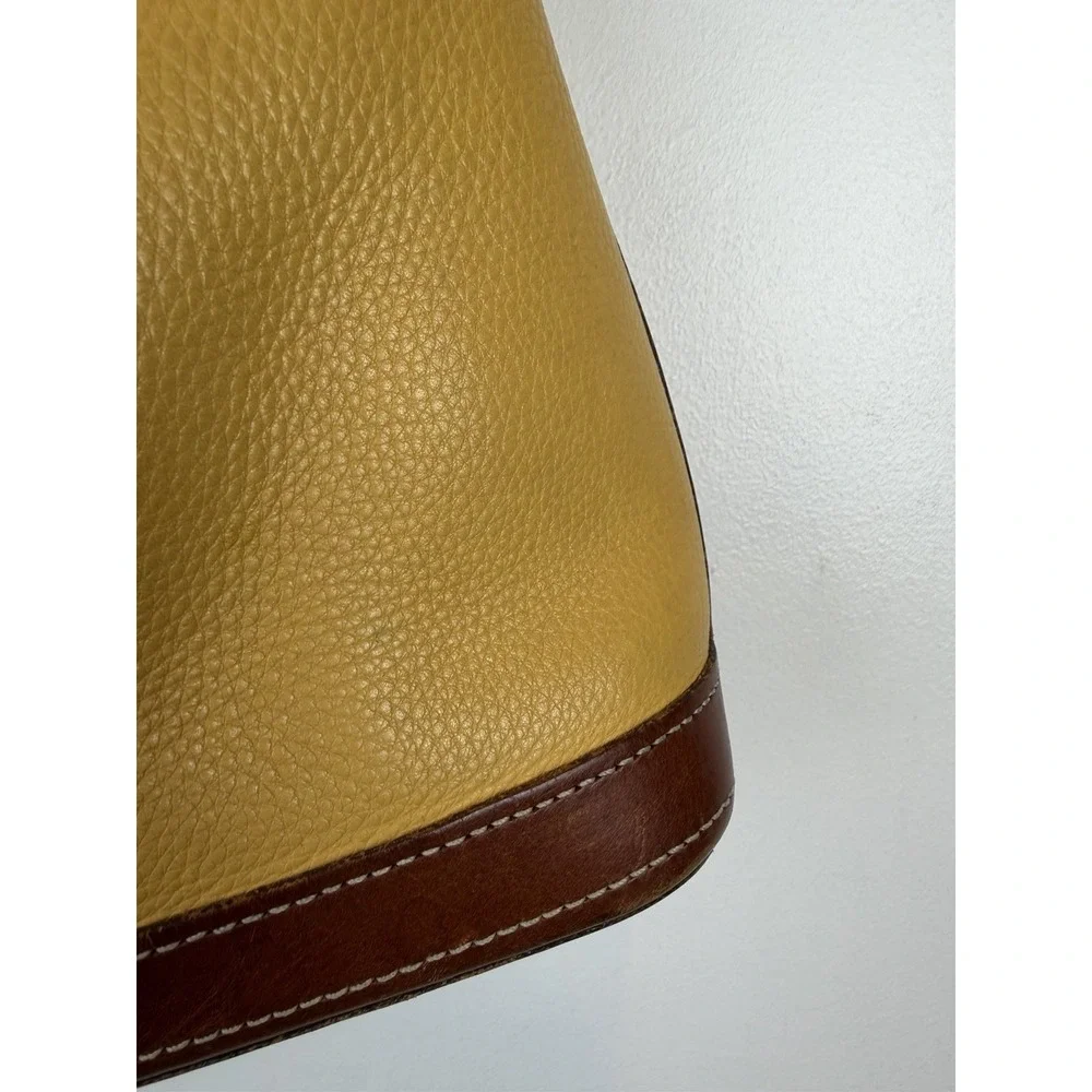 Dooney & Bourke Purse Pebble Leather Zip Satchel Shoulder Bag Mustard Yellow